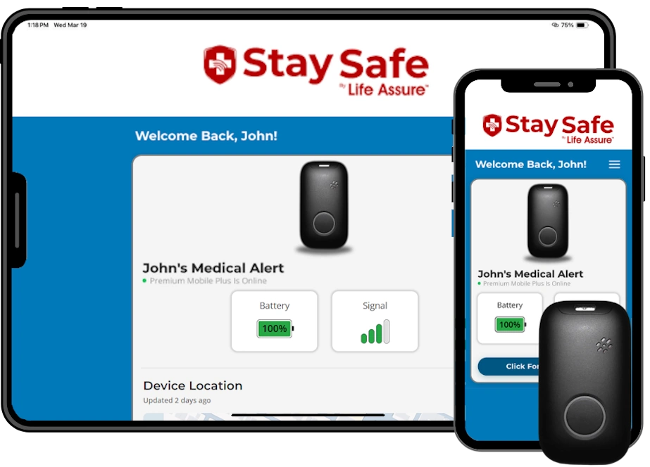 Life Assure Medical Alert Device Tracking Phone and computer app