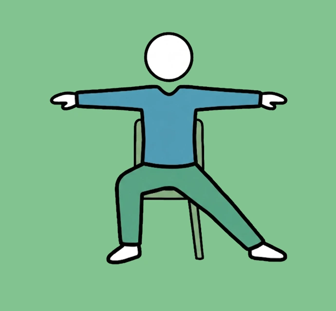 Chair yoga for seniors Chair Warrior II pose