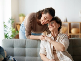 Women walking on boardwalk