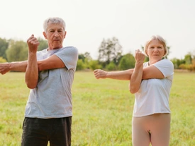 Women walking on boardwalk