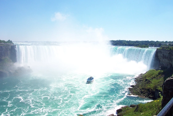 Ontario Niagara Falls picture with boat floating nearby