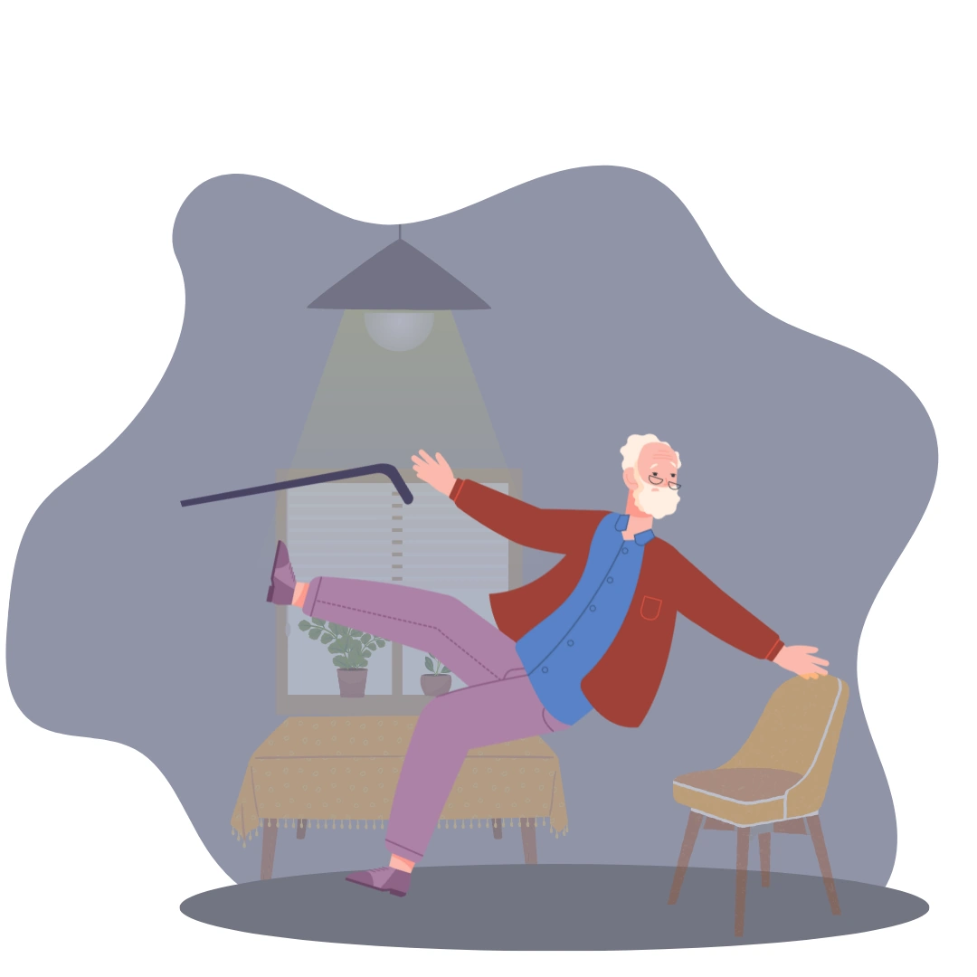 Life assure Quiz Image senior man is falling in his apartments