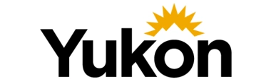 Yukon logo black letters with yellow sun